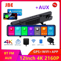 12 Inch 4K 3840*2160P  Car DVR  Dash Cam WIFI GPS Sony IMX415 Rear View Mirror 1080P Car Camera Video Recorder Park Monitor