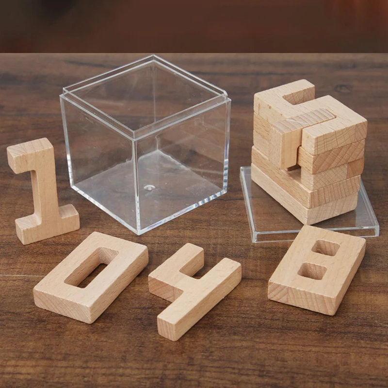 Luban Magic Cubes 3D Wooden Cube Puzzles Building Blocks IQ Brain Teaser Interlocking Educational Wooden Toys for Kids Adults