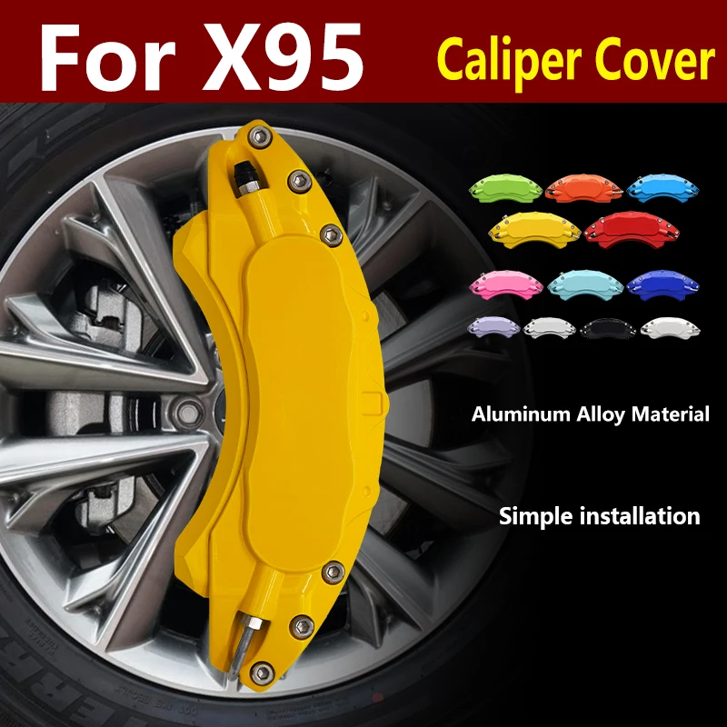 

For Jetour X95 Car Brake Caliper Cover Aluminum Alloy Metal Front Rear Kit Fit 1.5T 1.6T DCT 2020 2022 2023 2024 2025