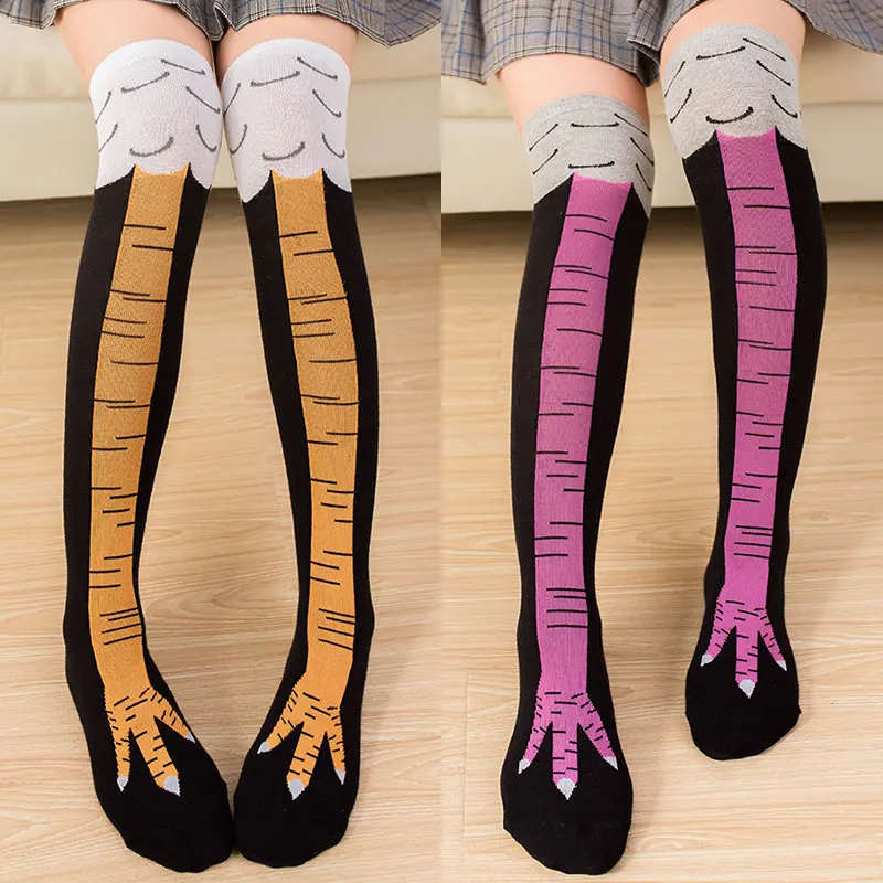 Funny Chicken Paw Stocking Over Knee Pressure Thin Leg Long Stockings Women Spring Autumn Winter Middle High School Girls Socks