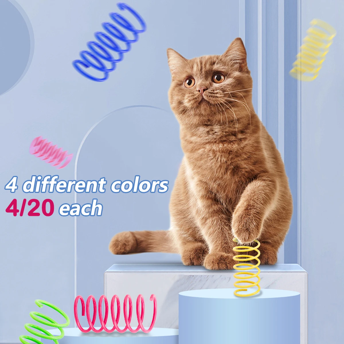 16/32/80Pcs Cat Spring Toys Colorful Kitten Coil Spiral Springs Toy Durable Plastic Creative Cat Interactive Pet Toy New