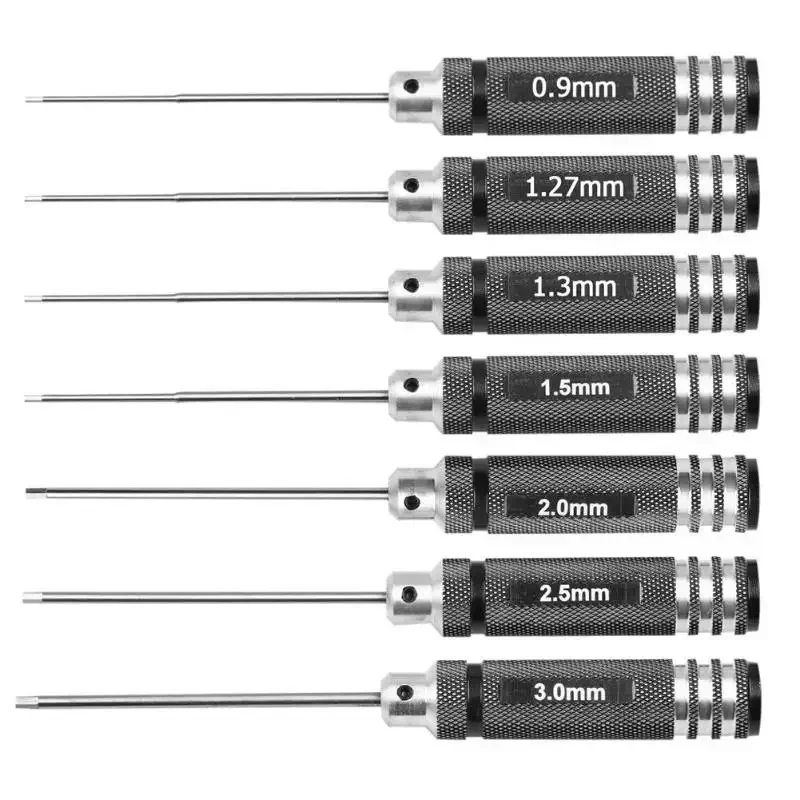 

for RC Helicopter Airplane Car Drone Aircraft Model Rep,0.9/1.27/ 1.3/ 1.5/ 2.0/ 2.5/ 3.0mm White Steel Hex Screwdriver Tool Kit