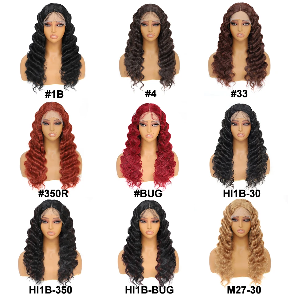 Deep Wave Lace Front Wig Synthetic 13X4X1 Afro Curly Wigs For Women Copper Red Pre Plucked with Baby Hair 20” Lace Wigs