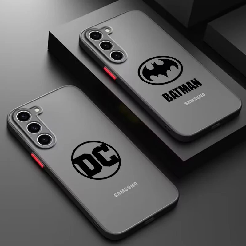 Logo Art B-Batmans S-Supermans Frosted Translucent For Samsung Galaxy S24 S23 S22 S21 S20 FE S10 S9 S8 Plus Ultra Pro 5G Back