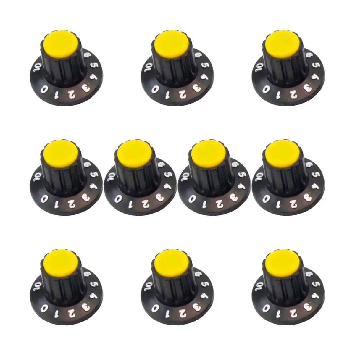 10x Round Knob Numbered Striated C/Yellow 1426 Screw