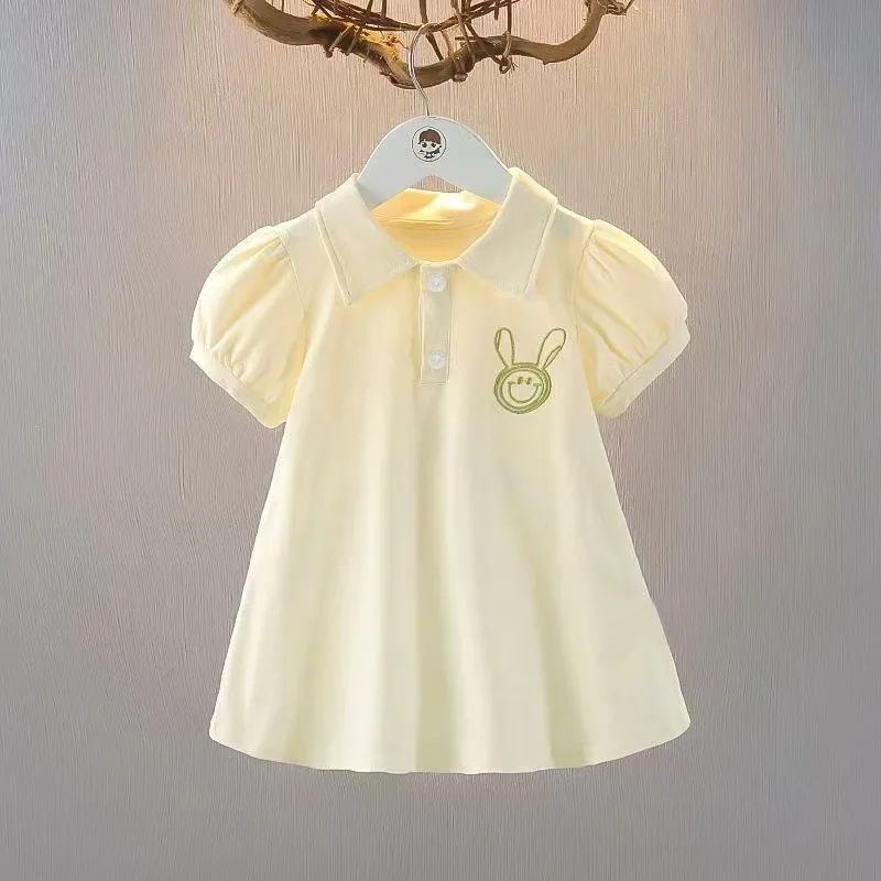 2026 Neues koreanisches Kinderkleid, Mädchen Sommer Casual Cartoon Gestreiftes Kurzarm-Prinzessinnenkleid mit Revers – Detail 20