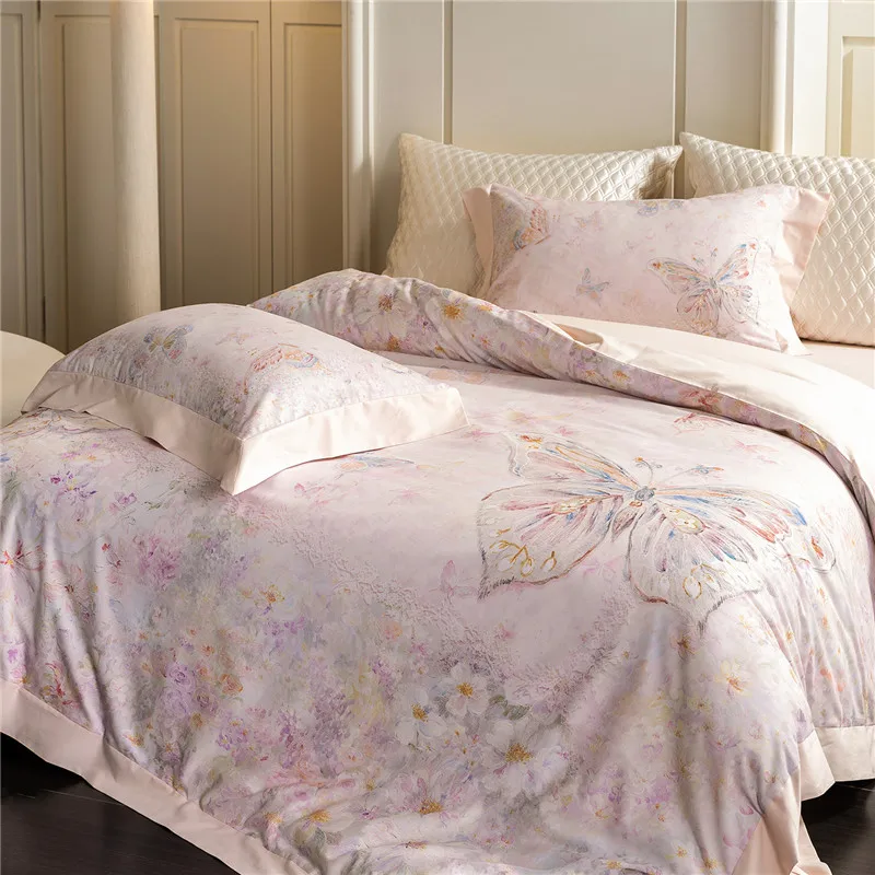 Digital Printing Premium 1000TC Egyptian Cotton Luxury Bedding Set Soft Duvet Cover Set Flat/Fitted Bed Sheet Pillowcases 4Pcs