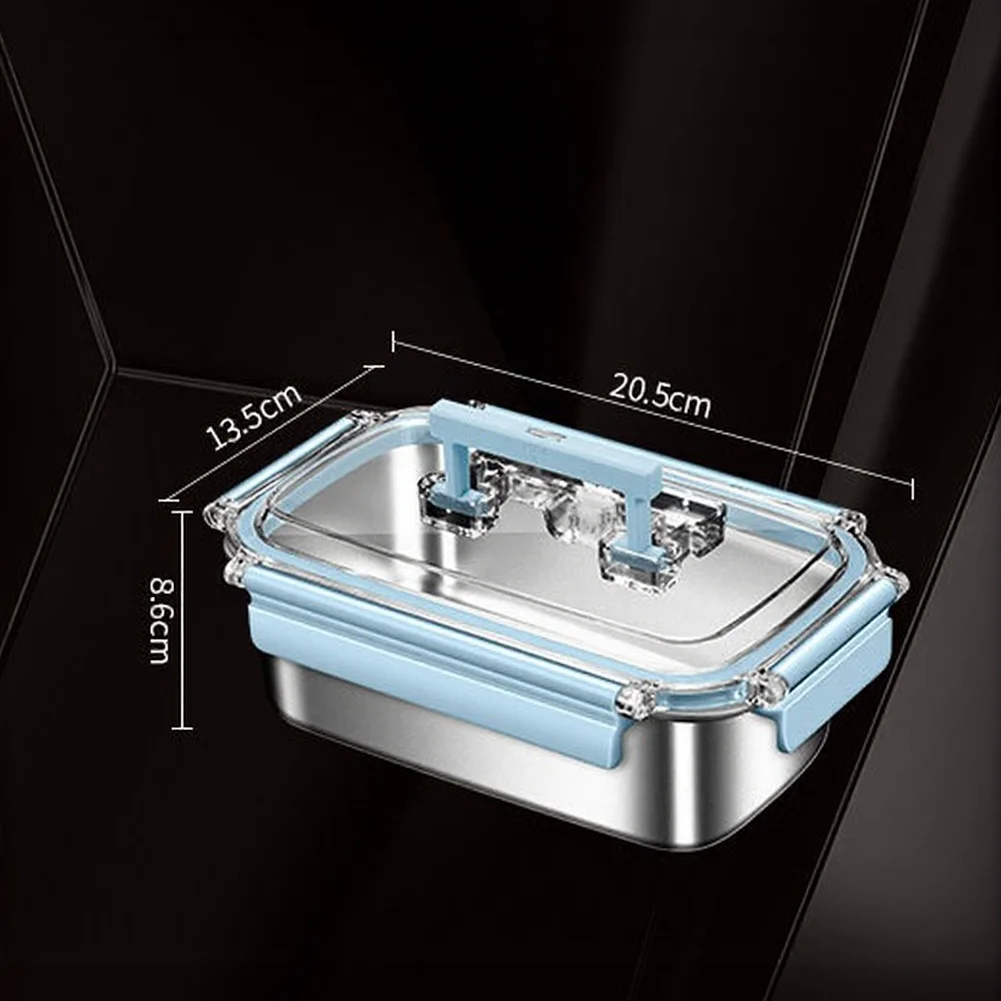 Stainless Steel Food Storage Canister with Lid 250ML 600ML 1000ML Blue for Refrigerator Leftovers Meal Prep and Portable Use