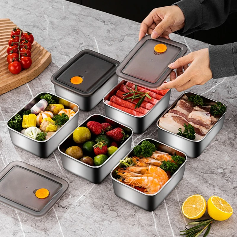 600ML 410 Stainless Steel Bento Lunch Box With Lid Food Containers Fresh-keeping Box Home Leak-Proof