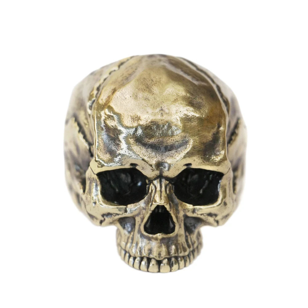 Details Brass No Chin Skull Ring Biker Rock Punk Adjustable Ring BR437 US Size 8~15