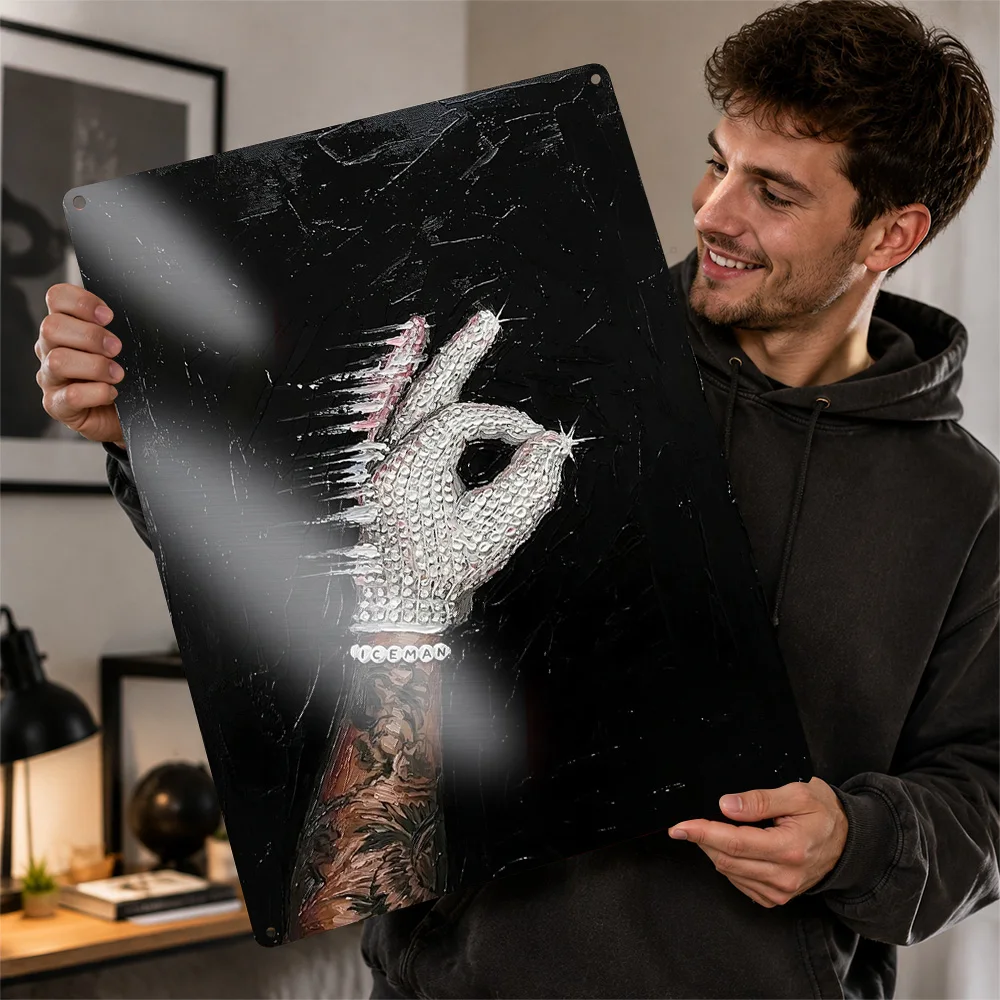 Iceman Diamond Hand Gesture Painting Metal Poster Perfect Gift for Fans Lovers Personalized Wall Art Metal Sign for Wand Deko