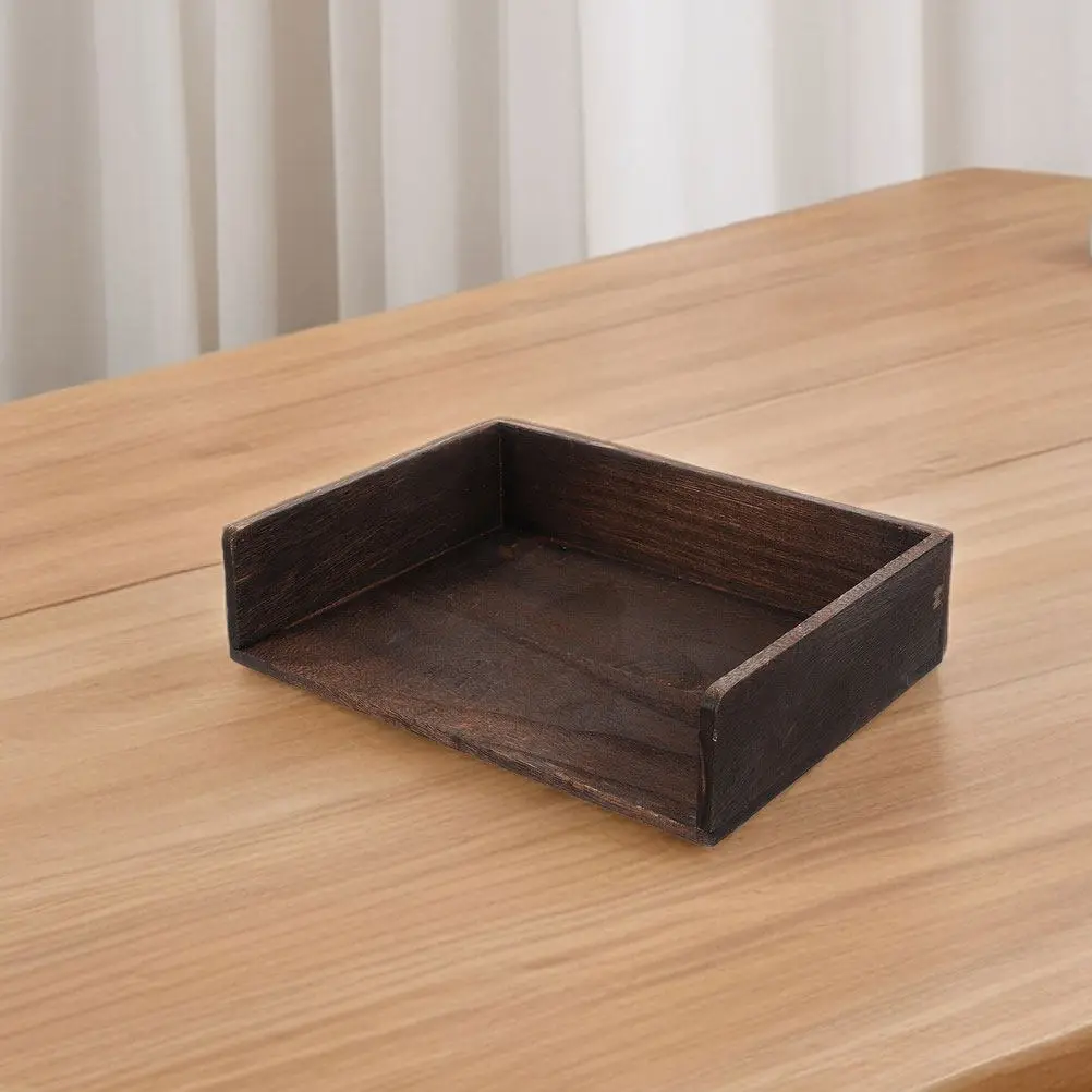 2Pcs Desktop Organizer Vintage Solid Wood 2 Layer Desk Storage Shelf Office Study Room Organizer for Books Stationery Supplies