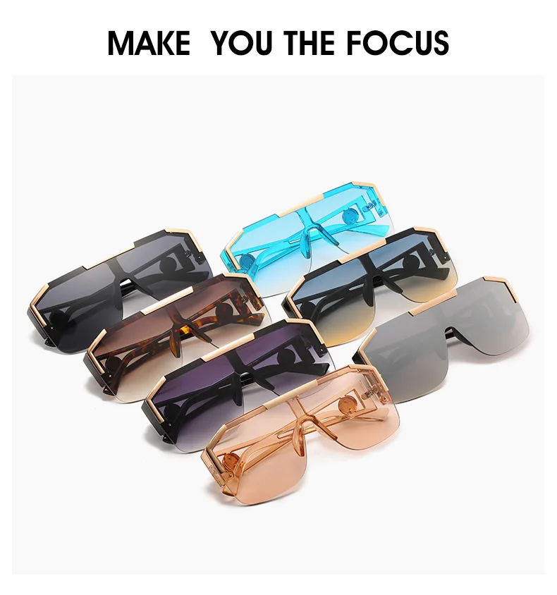 Neue Luxus übergroße Männer Sonnenbrille Marke Designer Sonnenbrille für Frauen Mode Farbverlauf quadratische Farben – Detail 5