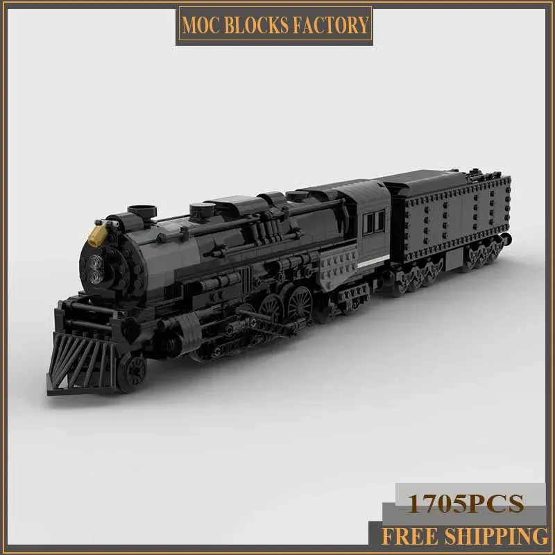 Moc Building Bricks Train Model Pere Marquette 1223 Locomotive Technology Modular Blocks Gifts Christmas Toys DIY Sets Assembly