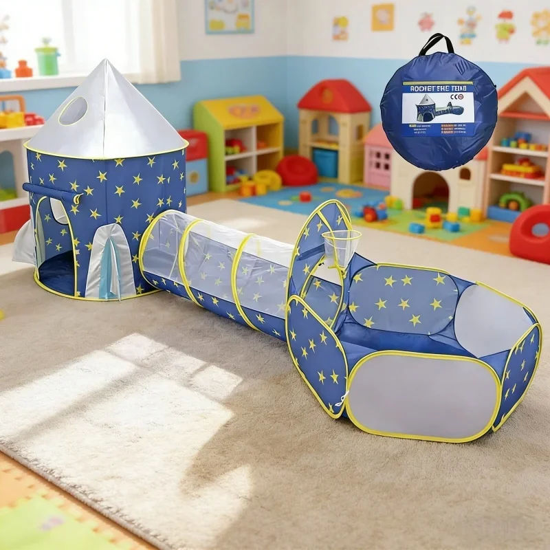 

Складной игровой комплекс для малышей 3 в 1: сухой бассейн с шариками, палатка-капсула, тоннель, детский манеж, подарочный набор игрушек для детей