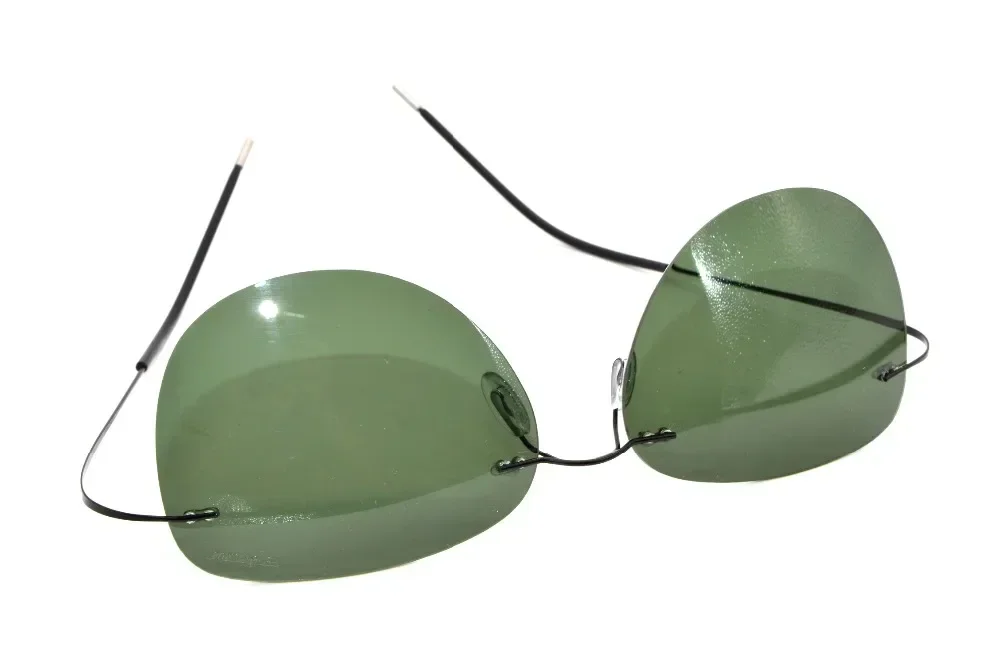 Novo design marca genuína b titânio verde polarizado sem aro com caso óculos de sol gafas de sol brilhante lunettes de soleil