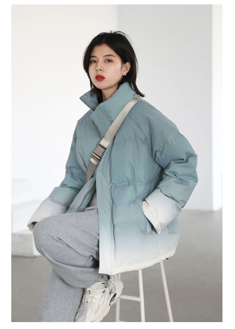 CHIC VEN Women's Down Coat Reflective Gradient Thickened Women Bread Coats 90 White Duck Down Jacket Warm Overcoat Winter 2024