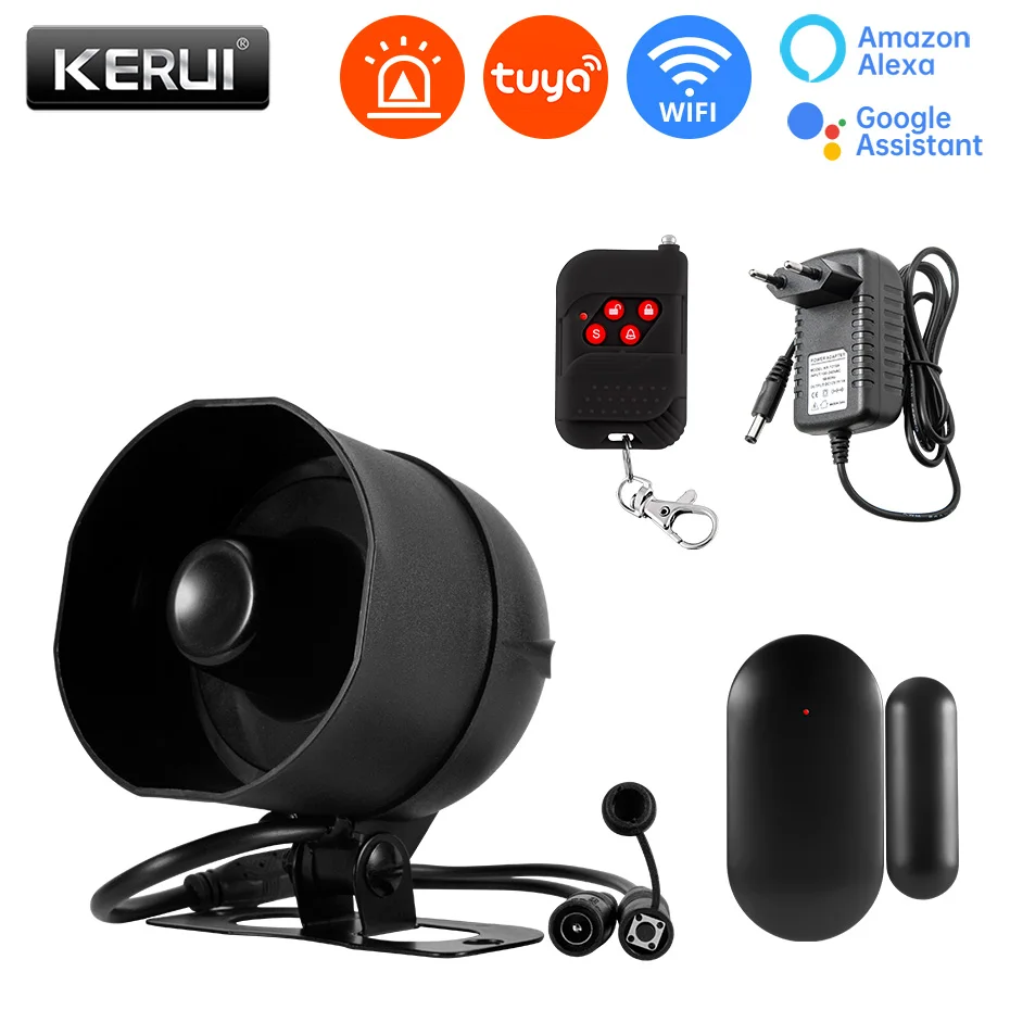 kerui 120db sirene alarme tuya inteligente wifi alto falante sistema de alarme com sensor janela porta assaltante para seguranca em casa 01