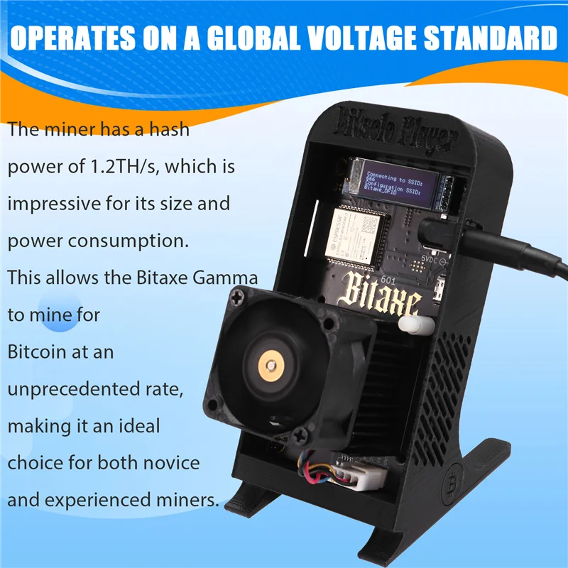 AEE7-Bitaxe Gamma 601 Solo Miner mit Halterung 1.2TH/S BM1370 Asic Chip 18 W von Antminer S21 Pro Bitcoin BTC Miner