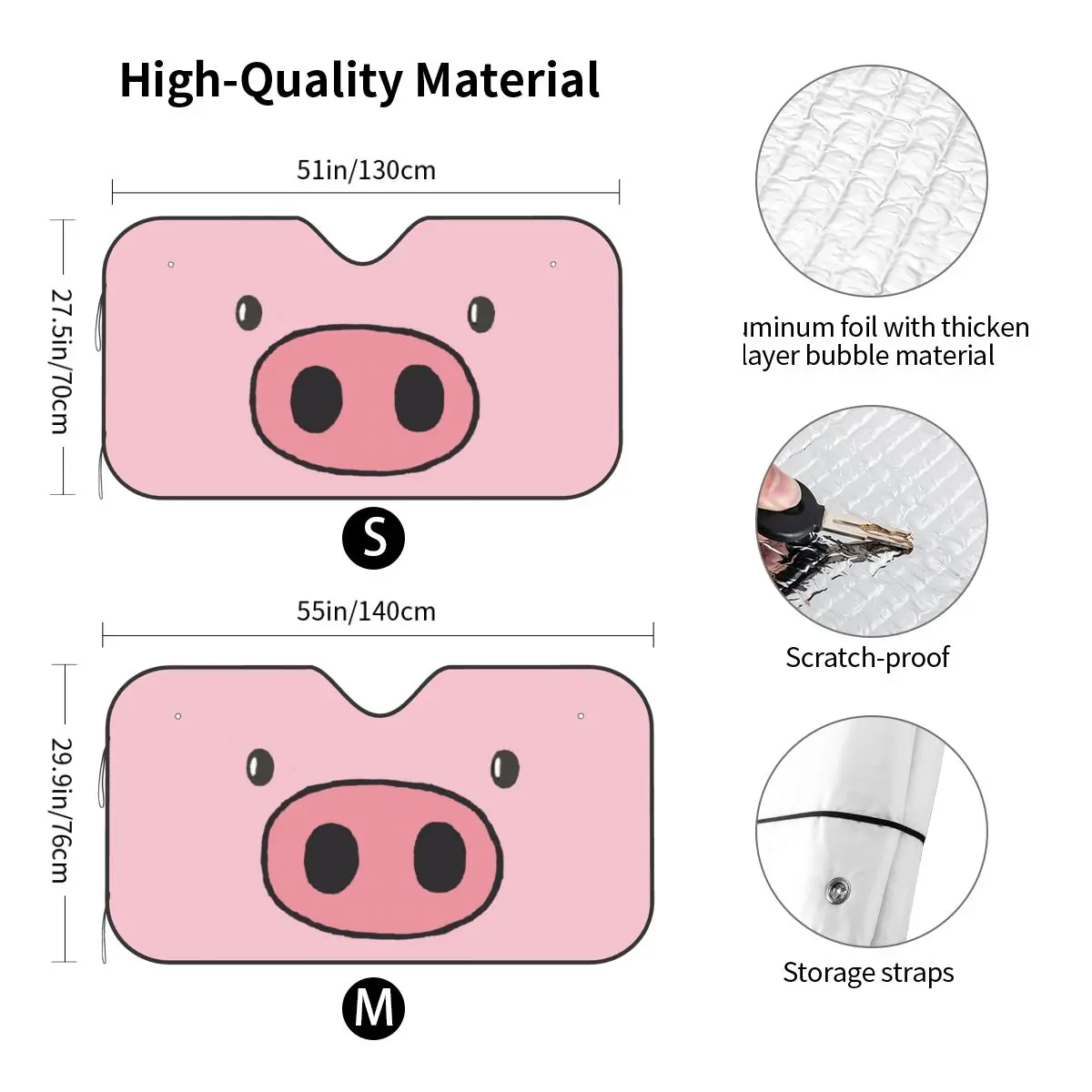 Cute Pig Windshield Sunshade Animals Lover Polyester Car Front Windshield 76x140cm Car Window Windscreen Cover UV Protector