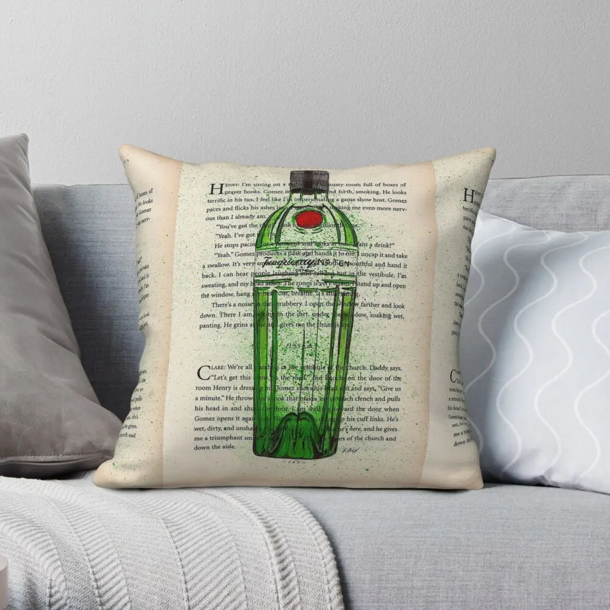 

Tanqueray 10 Gin Bottle Book Square Pillowcase Polyester Linen Velvet Printed Zip Decor Throw Pillow Case Room Cushion Cover