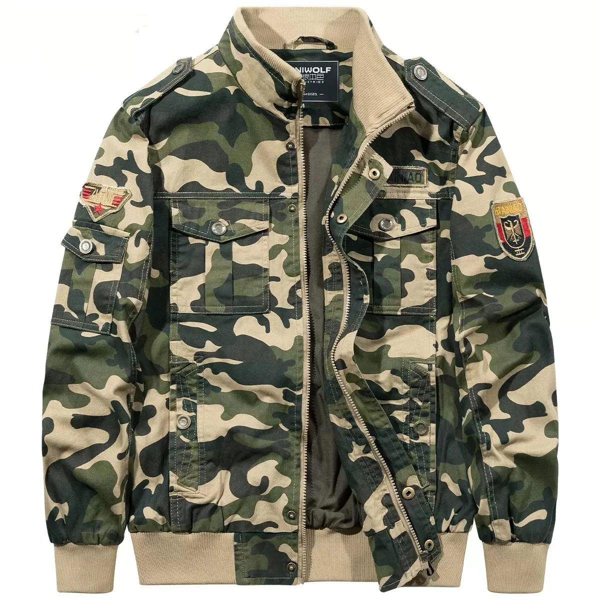 

Camouflage Cargo Jacket Men's Multi Pockets Tactical Outdoor Sports Military Flight Coat