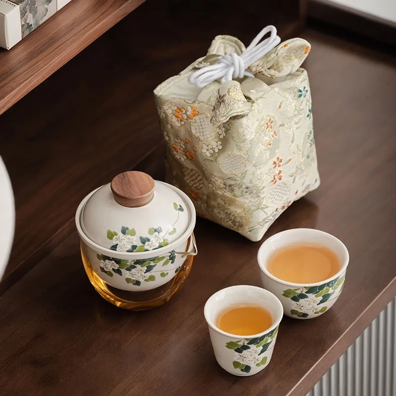 Tradicional chinês Gai Wan chá conjunto, Dehua Gaiwan, porcelana pote definido para viagens, bonito e fácil chaleira, Bone China