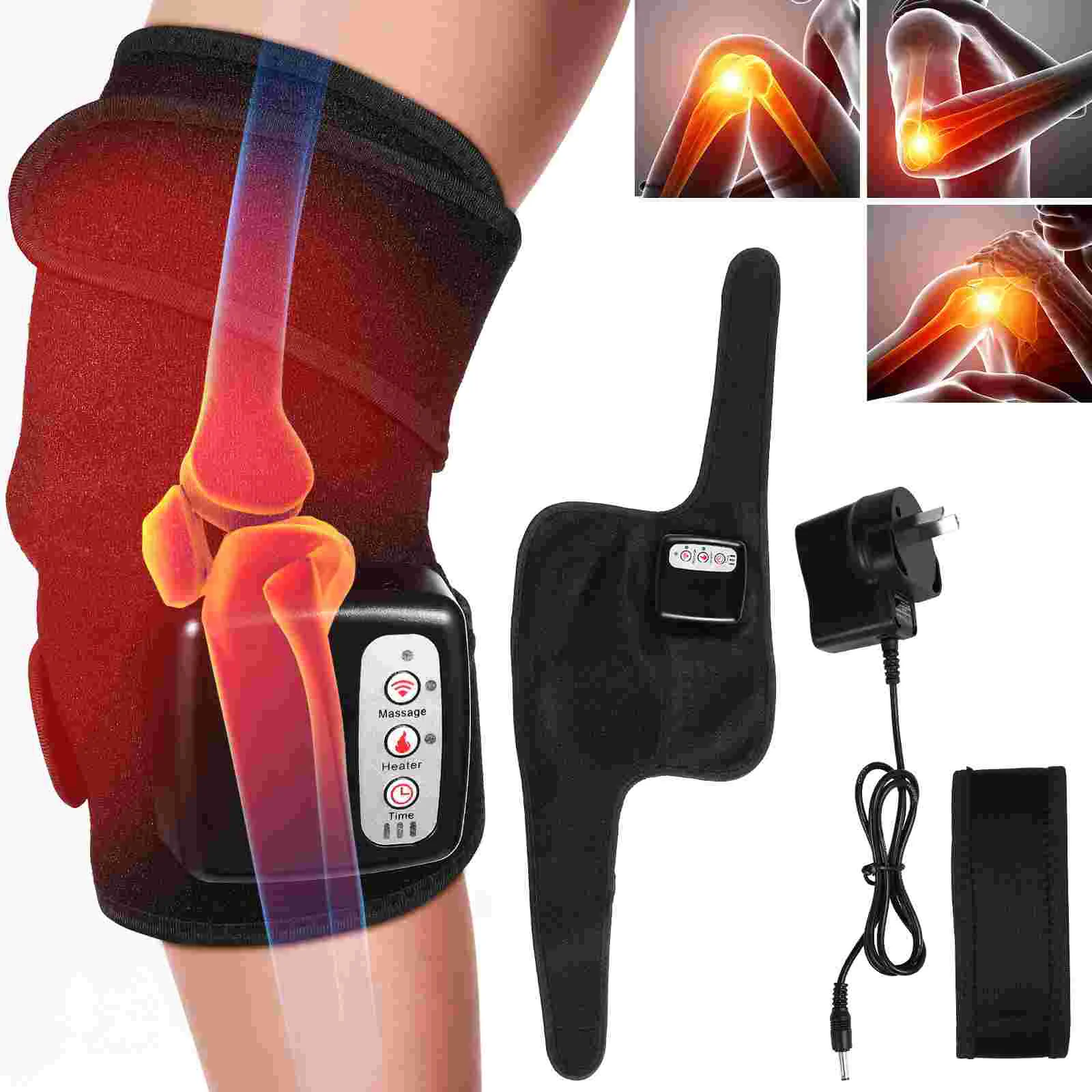 Electric Massage Knee Pads Heating Heated Brace with Rechargeable Wireless Support Electro-thermal