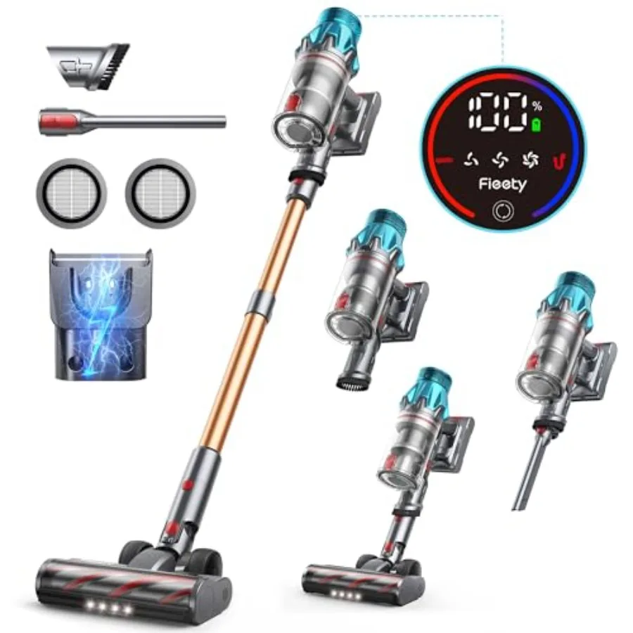 Cordless Vacuum Cleaner 550W/45Kpa Stick Vacuum Cleaners 60 Mins Max Runtime with Charging Dock Self-Standing Handheld Vacuum w