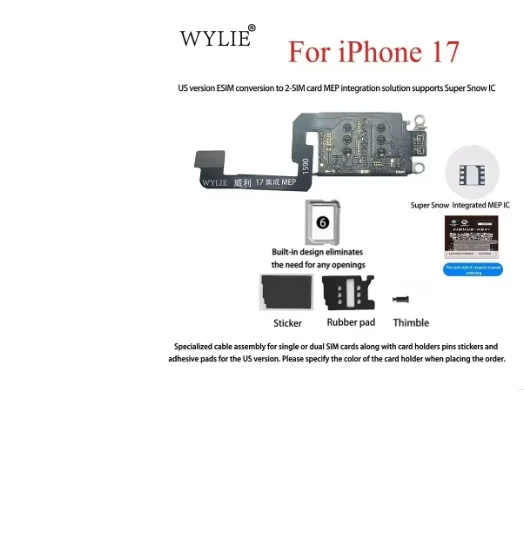 

Wylie super snow IC is single sim to dual sim US version Esim to sim card MEP for iphone17
