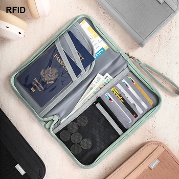 ISKYBOB RFID-blokkerende paspoorthouder Draagbare grote capaciteit clutch portemonnee Reizen Handheld multifunctionele creditcardtas