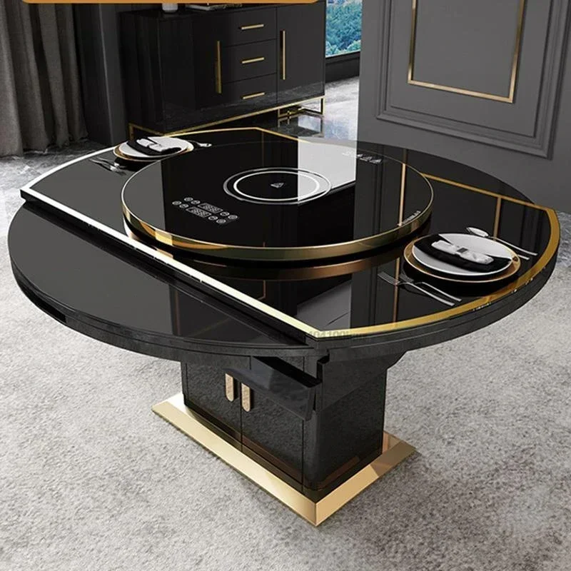 Luxury Living Room Dining Tables Folding Rectangle Induction Cooker Large Storage Space Kitchen Table Mesa De Comedor Furniture