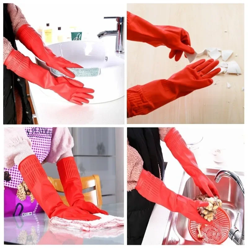 1/3Pairs Thick Extra Long Gloves Waterproof Car Washing Gloves Long Sleeve Rubber Latex Car Gauntlets  Dishwashing Kitchen Tool