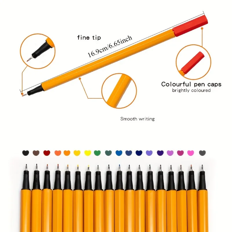 12/24本のカラフルなファインライナーペンセット、描画用防水カラーマーカー、オフィスノート、学校文具ギフト、教室マーキング