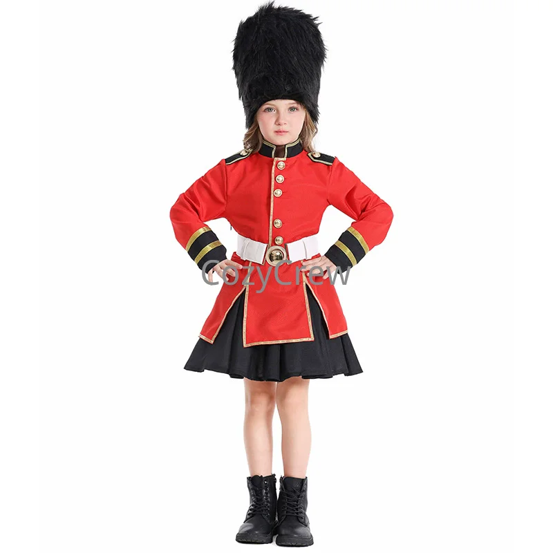 Disfraz Infantil de Guardia Real Inglesa para Niña, Disfraz de Guardia Real Inglesa para Niños, Disfraz de Guardia Real Británica para Niña