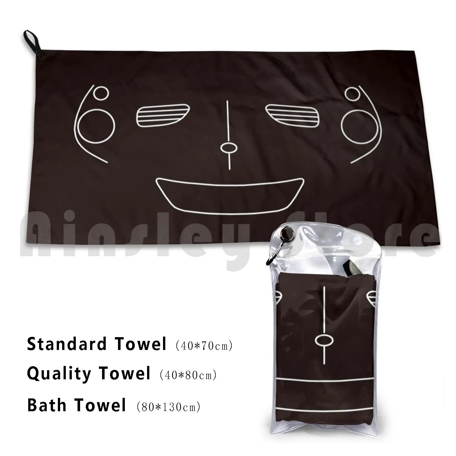 Karmann Ghia Outline Graphic Inverted ( Upside Down ) Bath Towel Beach Cushion Karmann Ghia 1967 Type 14 Classic Car