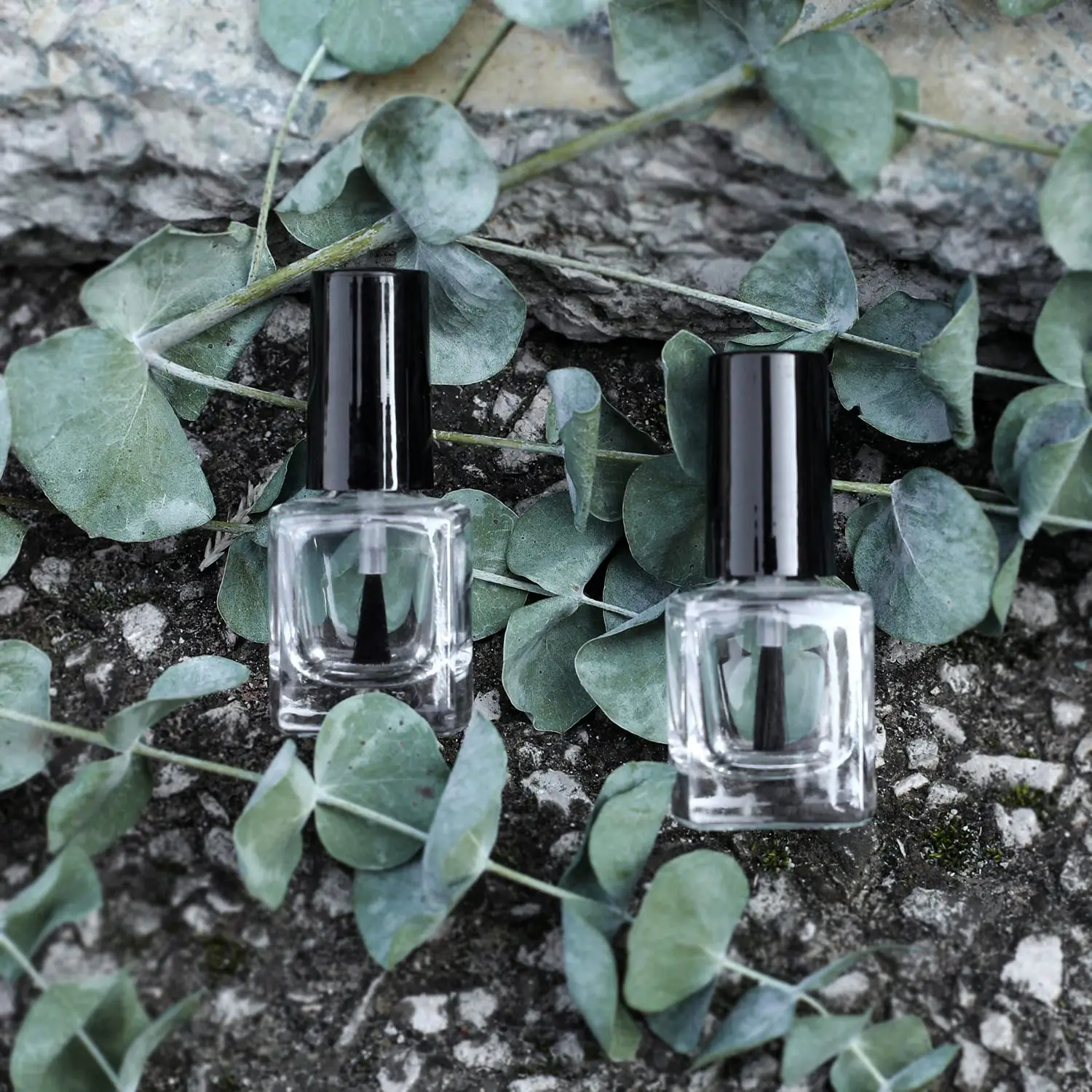 6 pezzi + 6 accessori Bottiglie vuote per smalto con imbuto a pennello con 6 bottiglie per smalto, 3 imbuto, 3 contagocce, 5 ml