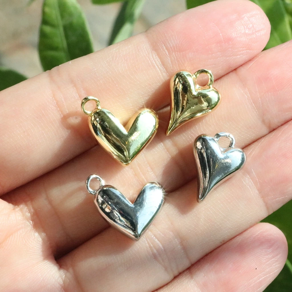 

HOT 10pcs -15*10mm Mixed 2 Heart style Gold Plated Copper metal Pendant,connector charm or earring/ Necklace ,Jewelry making