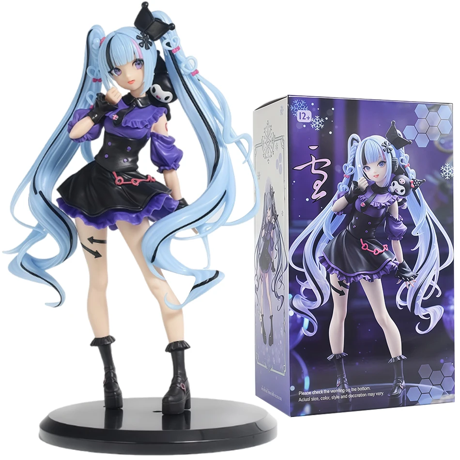 

22cm Anime Kuromi Hatsune Miku Figure Handmade Dark Angel Handmade PVC Model Animation Peripheral Ornaments birthday gifts