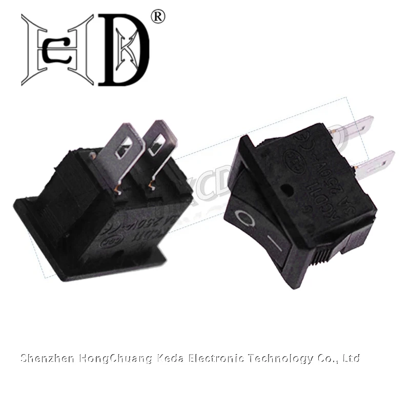 5PCS 15x10 2 Pin 3A 250V Red Black White Boat Switch Snap-in 15*10mm SPST ON OFF Rocker Position MINI Switch KCD11
