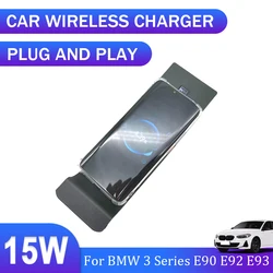 Cargador inalámbrico de teléfono rápido QI, accesorios de coche para BMW Serie 3, E90, E92, E93, 2004, 2005, 2006, 2007, 2008, 2009, 2010, 2011, 2012, 15W, novedad
