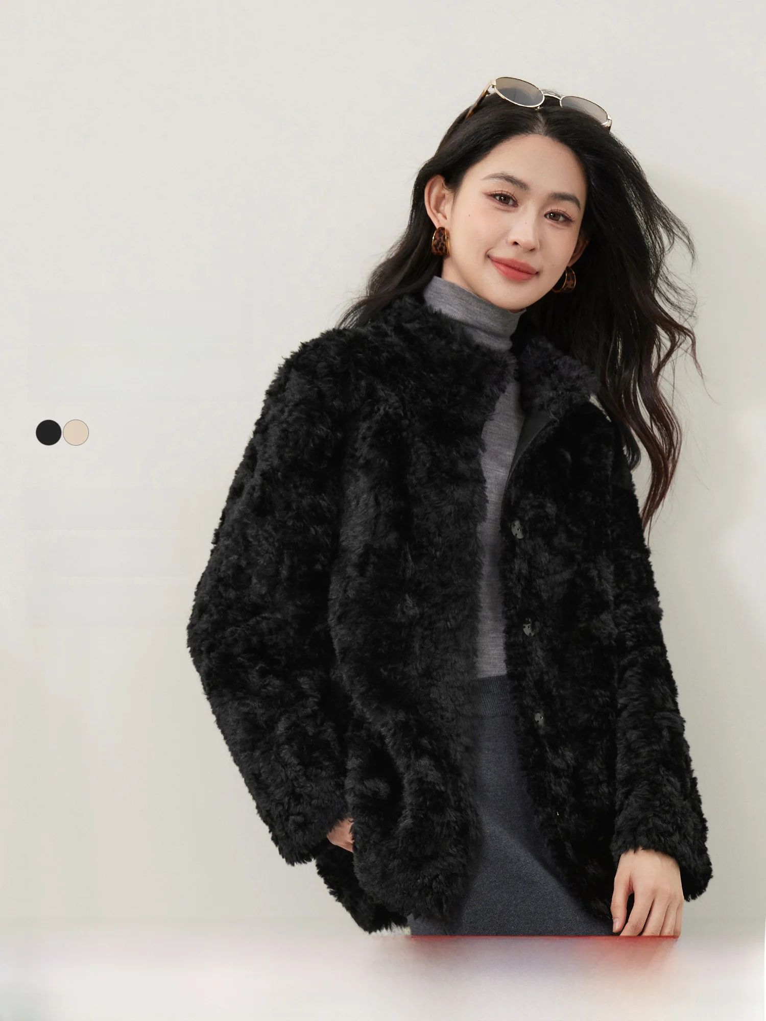 

Женская ретро-куртка MIJOR Quali из овечьей шерсти с пушистым искусственным мехом, на пуговицах, с воротником-стойкой, для зимы