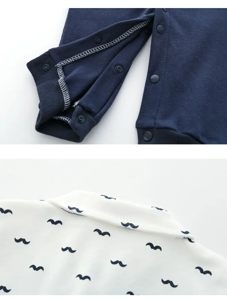 0-1 Jahr Neugeborener Junge Gentleman-Stil Fliege Baby-Strampler Langarm-Overall für Jungen Einjährig – Detail 9
