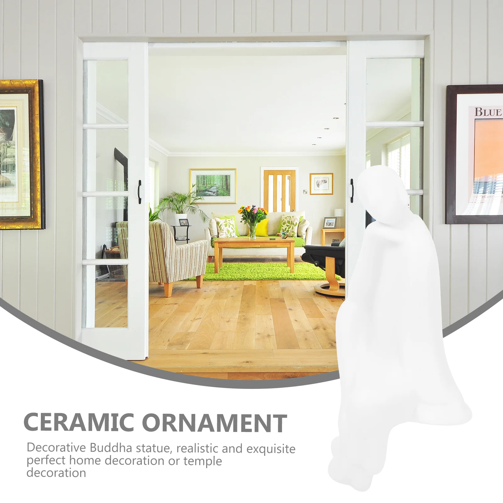 

1Pcs Realistic Buddha Statue Ceramic Craft Ornament Compact Stable Home Office Meditation Room Decoration House Porch Decor