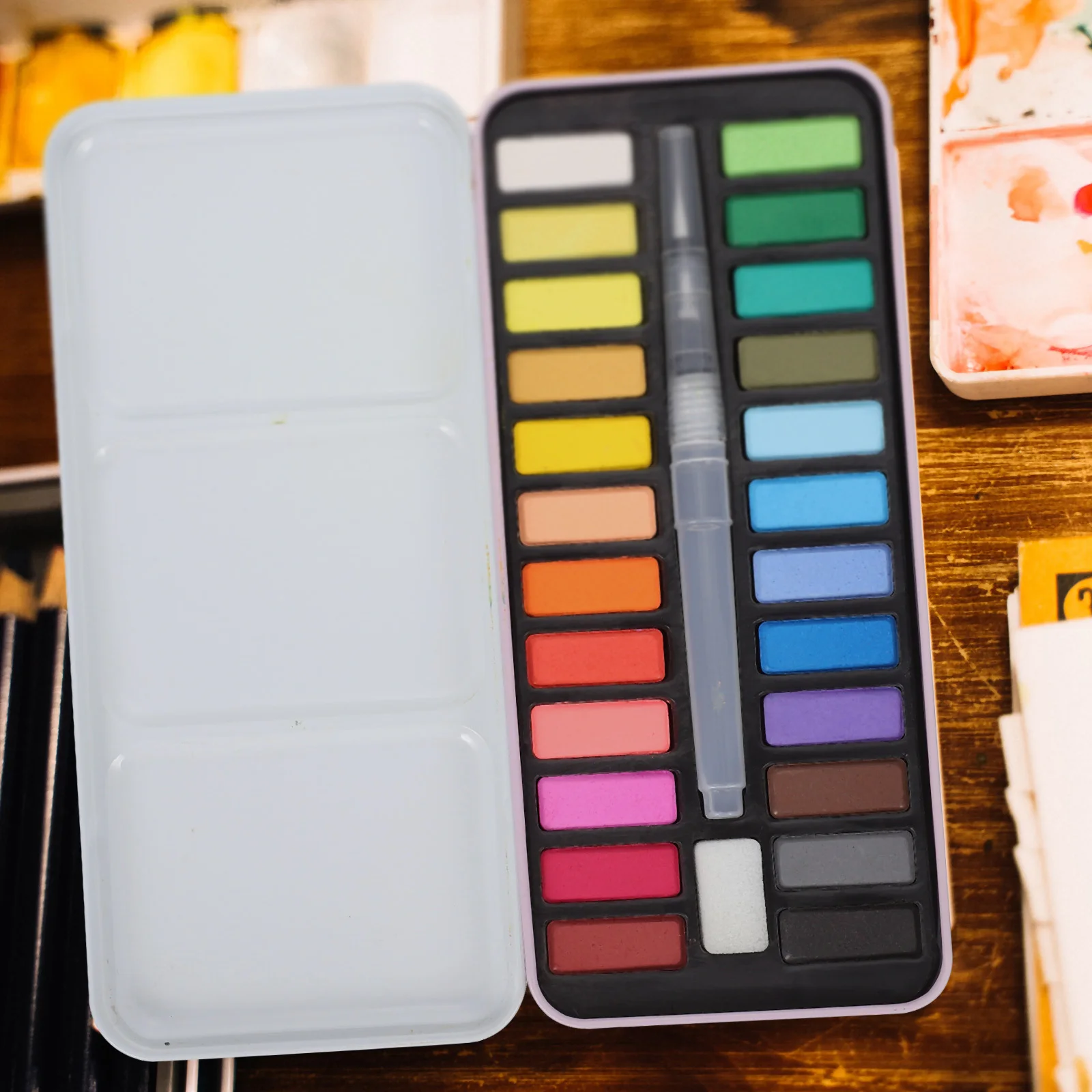 

1 set 1 Set Multi-Function Watercolor Paint Kit Portable Travel Sketching Gouache Set With Mixing Plate Art Supplies For Artists