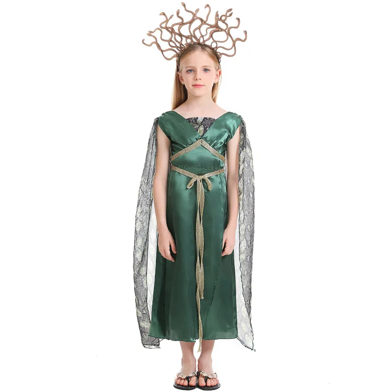 Medusa Costume For Girls Halloween Goddess Cosplay Dress Children Fantasy Stage Performance Outfit School Student Dresses