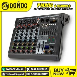 DGNOG PMX06 99 DSP 6-Channel Mixing Console Digital MP3 Input 48V Phantom Power 7-Stage EQ with Bluetooth PC Record