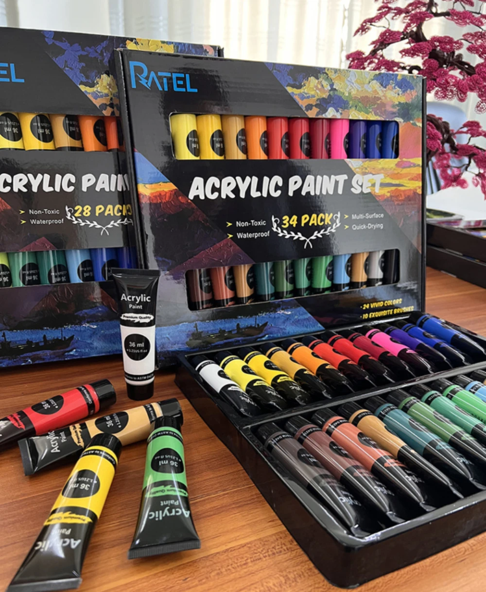 

Acrylic paint 18 and 24 color set art pigment small tube pack painted hand-painted waterproof non-fading acrylic paint