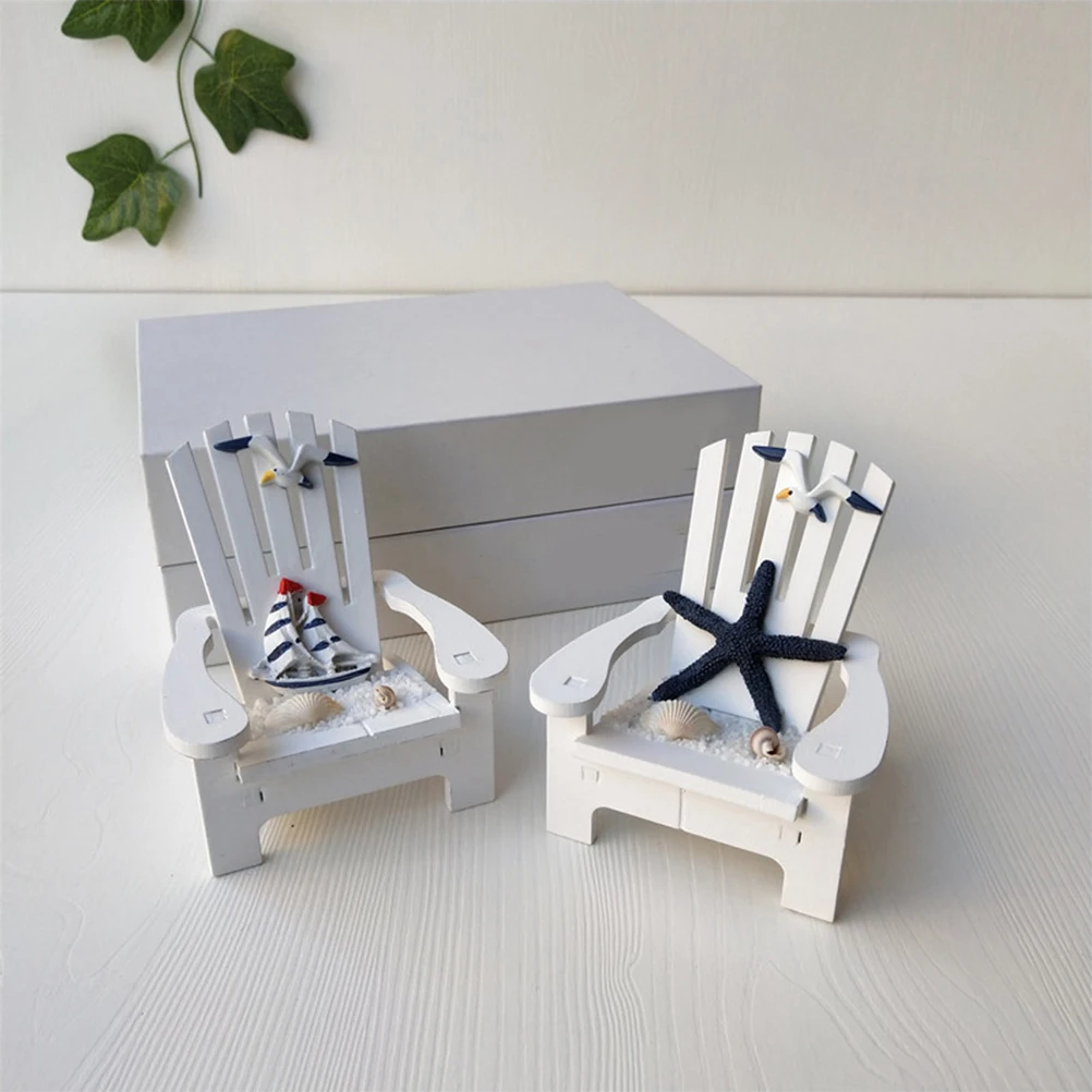 

2 Pcs Beach Chair Nautical Miniature Ornament Decorations Minature Coastal Home Decorate