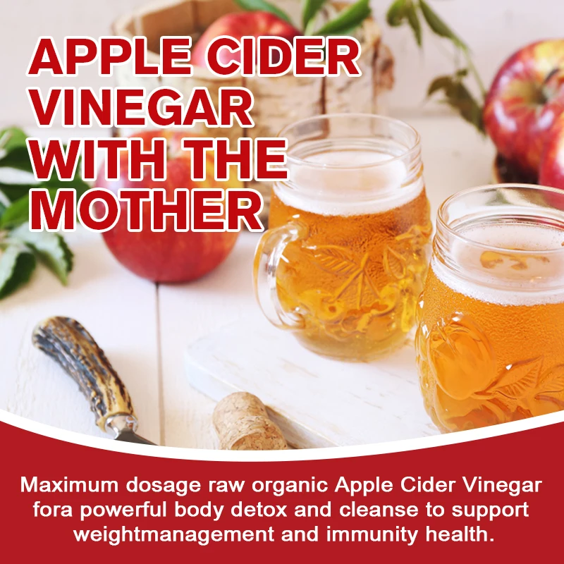 Apple Cider Vinegar Capsules with The Mother - Help Improve Energy, Immunity, Digestion & Metabolism - Powerful Cleanser & Detox